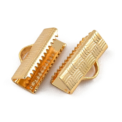 SHEGRACE Brass Ribbon Crimp Ends XGR0063G-58G-1
