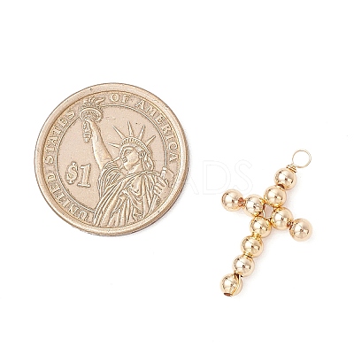 3Pcs 3 Colors Brass Beaded Pendants PALLOY-JF04054-1
