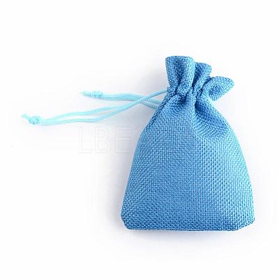 Polyester Imitation Burlap Packing Pouches Drawstring Bags X-ABAG-R005-9x7-20-1