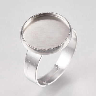 Tarnish Resistant 304 Stainless Steel Pad Ring Settings X-STAS-G173-19P-12mm-1