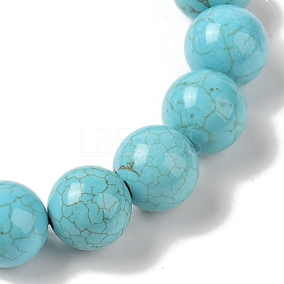 10mm Round Natural Crackle Turquoise  Braided Bead Bracelets BJEW-C067-01C-10-1