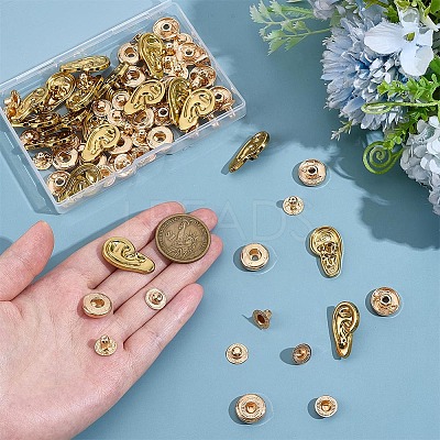 20Pcs Alloy Ear Shape Snap Buttons BUTT-PH0001-76-1