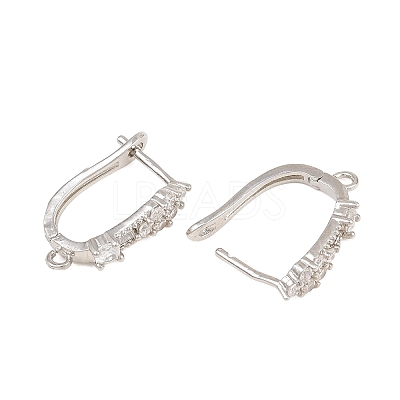 Brass Micro Pave Cubic Zirconia Hoop Earring Findings CU-CBAB5B4-01P-1