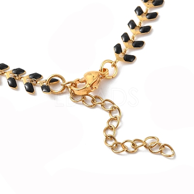 Enamel Ear of Wheat Link Chain Necklace NJEW-P220-02G-01-1