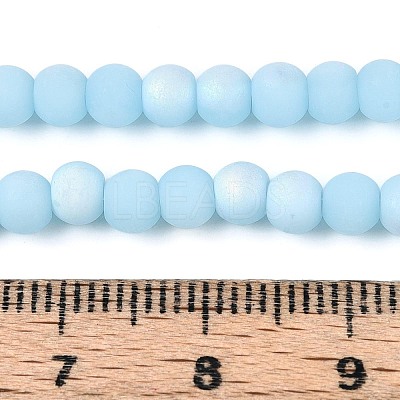 Frosted Opaque Glass Beads Strands GLAA-T032-P4mm-MBB10-1