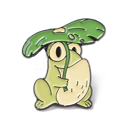 Frog with Leaf Enamel Pin JEWB-H006-09EB-1