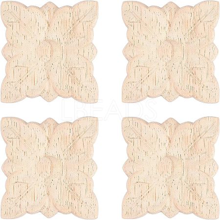 Natural Solid Wood Carved Onlay Applique Craft WOOD-FH0001-35-1