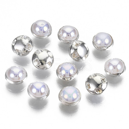 ABS Plastic Imitation Pearl Sewing Buttons BUTT-S005-6mm-03S-1