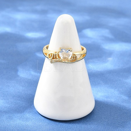 Mother's Day Brass Pave Cubic Zirconia Cuff Open Rings CU-CBACDF6-06G-01-1