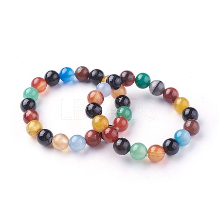 Natural Agate Beads Stretch Bracelets BJEW-F380-01-C13-1