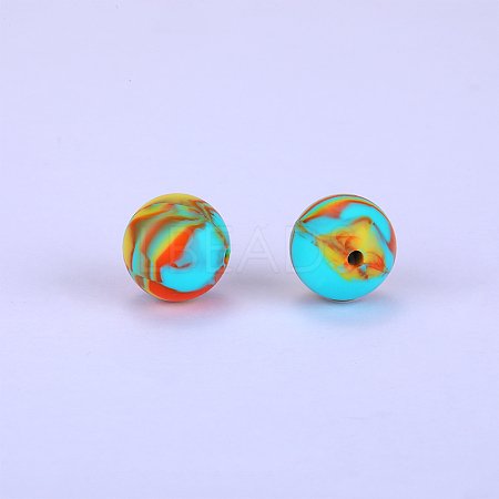 Printed Round Silicone Focal Beads SI-JX0056A-70-1