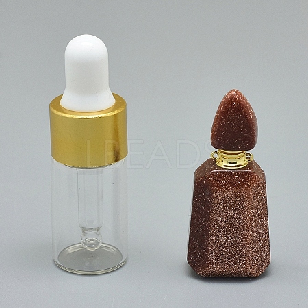 Faceted Synthetic Goldstone Openable Perfume Bottle Pendants G-E556-04I-1