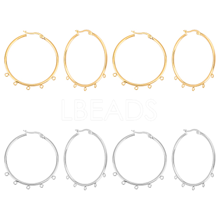 Unicraftale 8Pcs 2 Colors 304 Stainless Steel Huggie Hoop Earring Findings STAS-UN0044-76-1