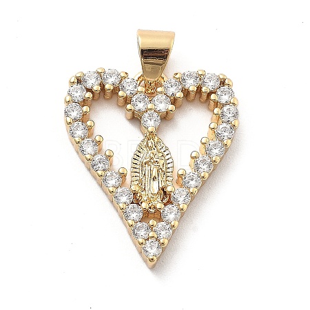 Rack Plating Brass with Cubic Zirconia Pendants KK-Q017-06B-G-1