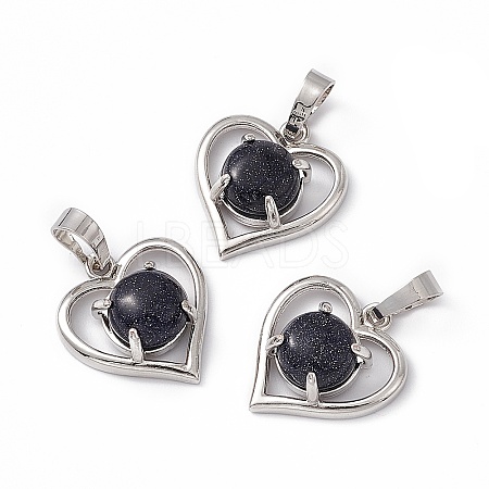 Synthetic Blue Goldstone Pendants G-P484-04P-08-1