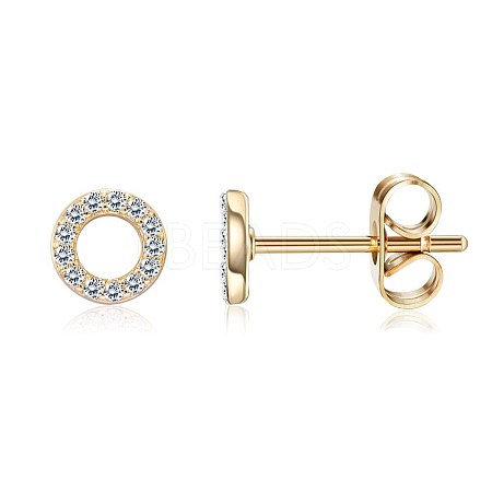Brass Micro Pave Cubic Zirconia Stud Earrings EJEW-BB35373-G-1