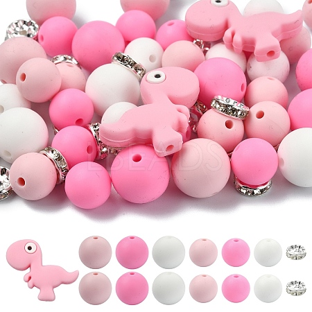 47Pcs 7 Styles Cartoon Silicone Beads FIND-YW0010-39A-1