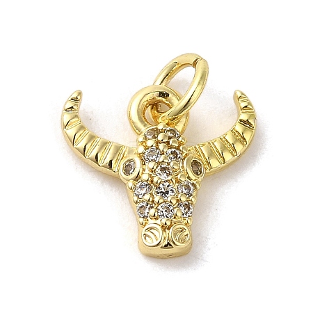 Rack Plating Brass Micro Pave CLear Cubic Zirconia Charms KK-C053-12G-1