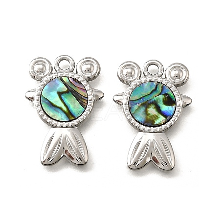 304 Stainless Steel Pave Natural Paua Shell Pendants STAS-C122-21F-01P-1