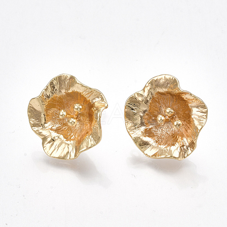 Brass Stud Earring Findings KK-S350-038G-1