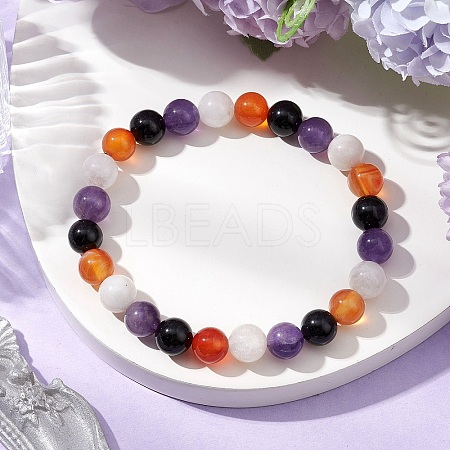 Natural & Synthetic Mixed Gemstone Beads Thread Stretch Bracelets for Women BJEW-JB11251-1