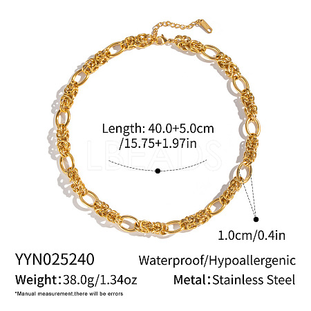 304 Stainless Steel Twisted Knot Link Chain Necklaces for Women YV7423-1-1