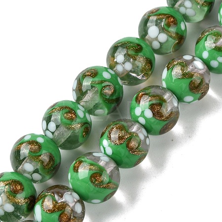 Handmade Gold Sand Lampwork Beads Strands LAMP-A003-03E-1