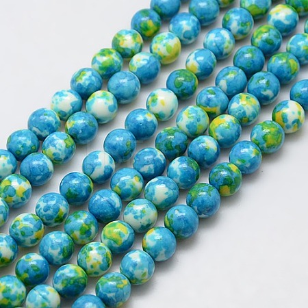 Synthetic Ocean White Jade Beads Strands G-L019-6mm-06-1