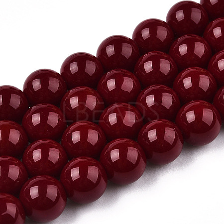 Opaque Solid Color Glass Beads Strands GLAA-T032-P10mm-05-1