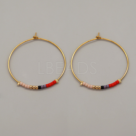 Glass Seed Beaded Hoop Earrings XS8443-2-1