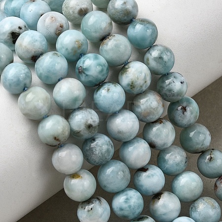 Natural Larimar Beads Strands G-B156-A01-6mm-1