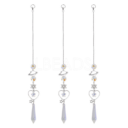 3Pcs Alloy Planet Star Hanging Ornaments HJEW-TA00368-1