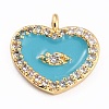 Golden Plated Brass Micro Pave Clear Cubic Zirconia Charms ZIRC-L097-033F-G-1
