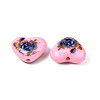 Flower Printed Opaque Acrylic Heart Beads SACR-S305-28-H01-3