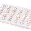 Brass & Natural Pearls Adjustable Open Cuff Rings for Women PEAR-N020-07J-5