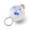 Handmade Flower Printed Porcelain Ceramic Pendants PALLOY-JF03928-6