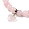 Natural Rose Quartz Beads Charm Bracelets BJEW-K164-B11-3