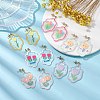 6 Pair 6 Style Acrylic Flower Dangle Stud Earrings EJEW-JE05471-2
