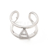 Clear Cubic Zirconia Initial Letter Open Cuff Ring RJEW-A012-01P-A-1