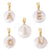 5Pcs 5 Styles Natural Cultured Freshwater Pearl Nuggets with Letter Pendants KK-TA0002-37-3