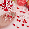 150Pcs 6 Styles Round & Heart Silicone Beads SIL-PA0001-37-3