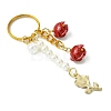 ABS Plastic Imitation Pearl & Alloy Enamel & Synthetic Coral Keychain KEYC-JKC01103-4