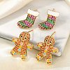 Christmas Rack Plating Brass Cubic Zirconia Stud Earrings EJEW-K245-54A-G-5