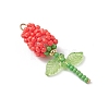 Glass Seed Beaded Rose Pendants PALLOY-MZ00959-03-3