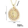 Golden Tone Brass Pave Cubic Zirconia Virgin Mary Pendant Necklaces OP0194-2-1