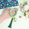 1Pc Butterfly with Clover Silicone & Imitation Leather Tassel Keychains HJEW-BM0001-89-3