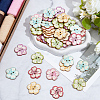 2 Bags Printed Wooden Buttons BUTT-GF0004-13-4