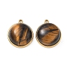 304 Stainless Steel & Natural Tiger Eye Pendants SA-CBA11D7-03G-1