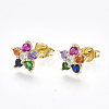 Brass Micro Pave Cubic Zirconia Ear Studs X-EJEW-S201-49-2