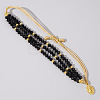 Faceted Glass Beads Three Layer Multi-strand Adjustable Charm Bracelets SG9297-2-1